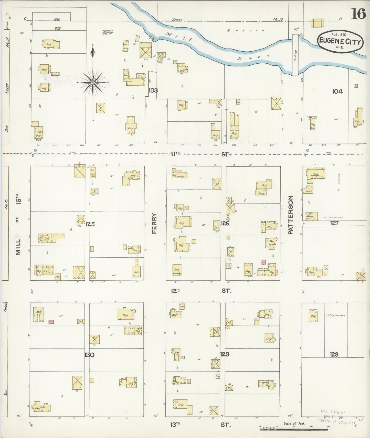 Sanborn Fire Insurance Map from Eugene, Lane County, Oregon (1890), Sheet #0016 - Complete Map Set gallery image, historic Sanborn map, vintage wall art, Oregon Oregon