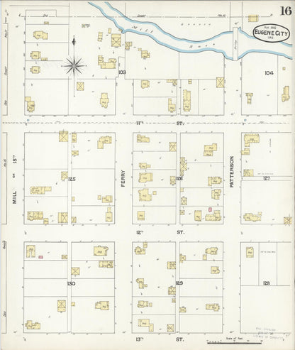 Sanborn Fire Insurance Map from Eugene, Lane County, Oregon (1890), Sheet #0016 - Complete Map Set gallery image, historic Sanborn map, vintage wall art, Oregon Oregon