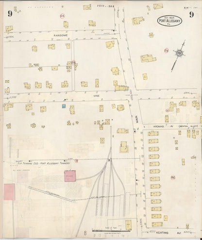 Sanborn Fire Insurance Map from Port Allegany, McKean County, Pennsylvania (1940), Sheet #0009 - Complete Map Set gallery image, historic Sanborn map, vintage wall art, Pennsylvania Pennsylvania