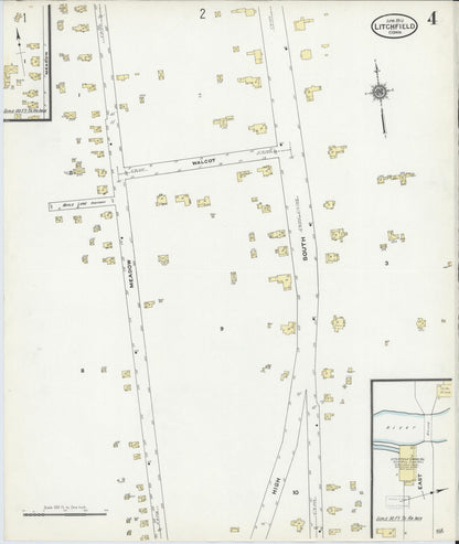 Sanborn Fire Insurance Map from Litchfield, Litchfield County, Connecticut (1910), Sheet #0004 - Complete Map Set gallery image, historic Sanborn map, vintage wall art, Connecticut Connecticut