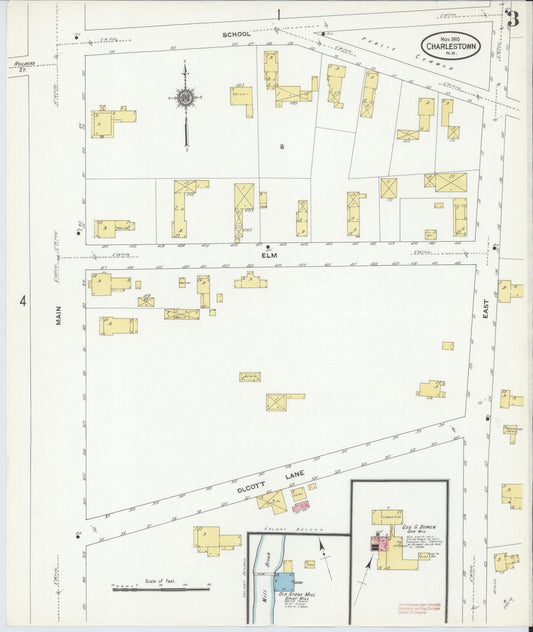 Sanborn Fire Insurance Map from Charlestown, Sullivan County, New Hampshire (1910), Sheet #0003 - Historic Sanborn Fire Insurance Map Print, vintage old map wall art, antique decor, genealogy gift, New Hampshire New Hampshire map