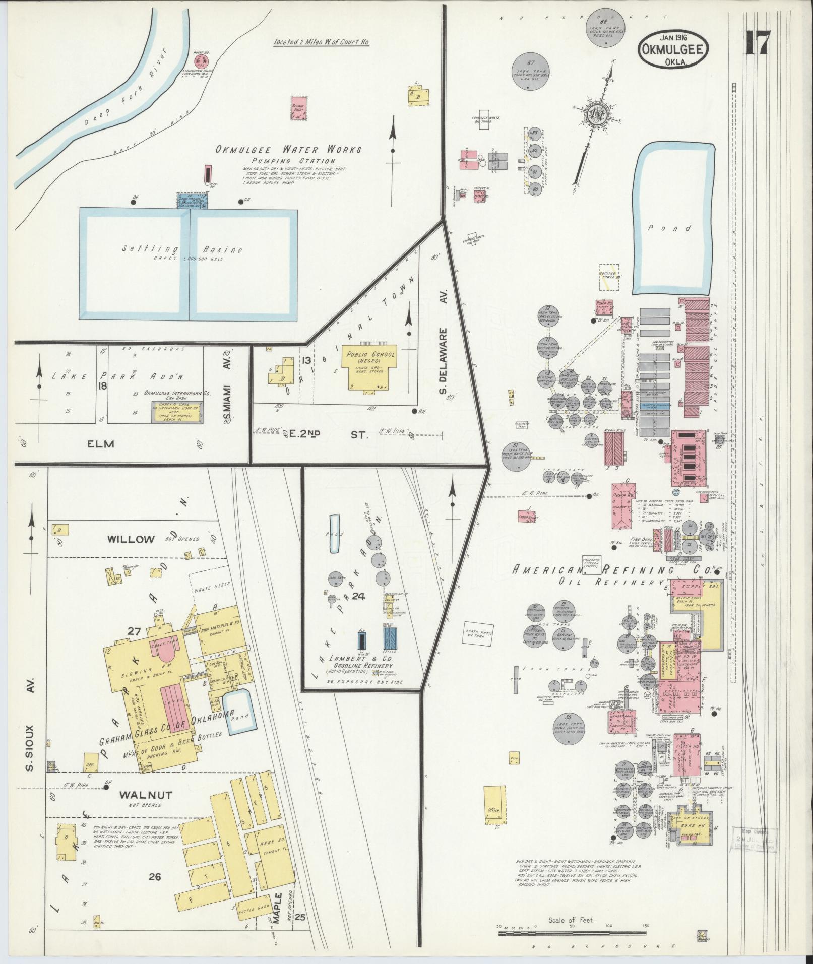 Sanborn Fire Insurance Map from Okmulgee, Okmulgee County, Oklahoma (1916), Sheet #0017 - Complete Map Set gallery image, historic Sanborn map, vintage wall art, Oklahoma Oklahoma