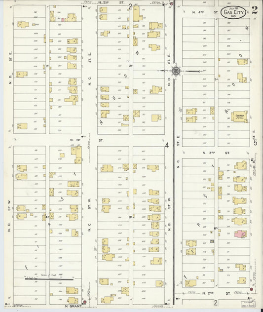 Sanborn Fire Insurance Map from Gas City, Grant County, Indiana (1911), Sheet #0002 - Historic Sanborn Fire Insurance Map Print, vintage old map wall art, antique decor, genealogy gift, Indiana Indiana map