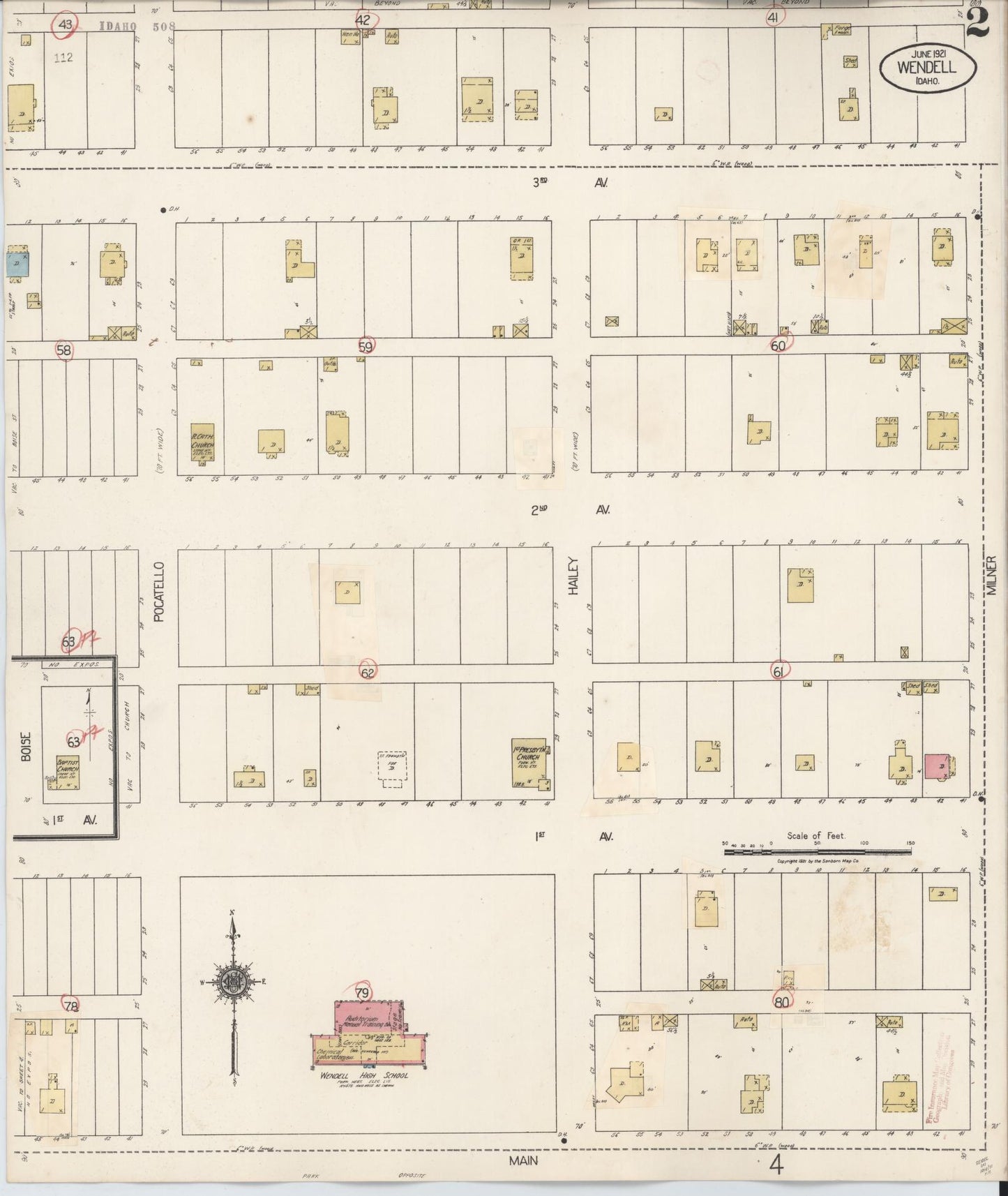 Sanborn Fire Insurance Map from Wendell, Gooding County, Idaho (1931), Sheet #0002 - Historic Sanborn Fire Insurance Map Print, vintage old map wall art, antique decor, genealogy gift, Idaho Idaho map