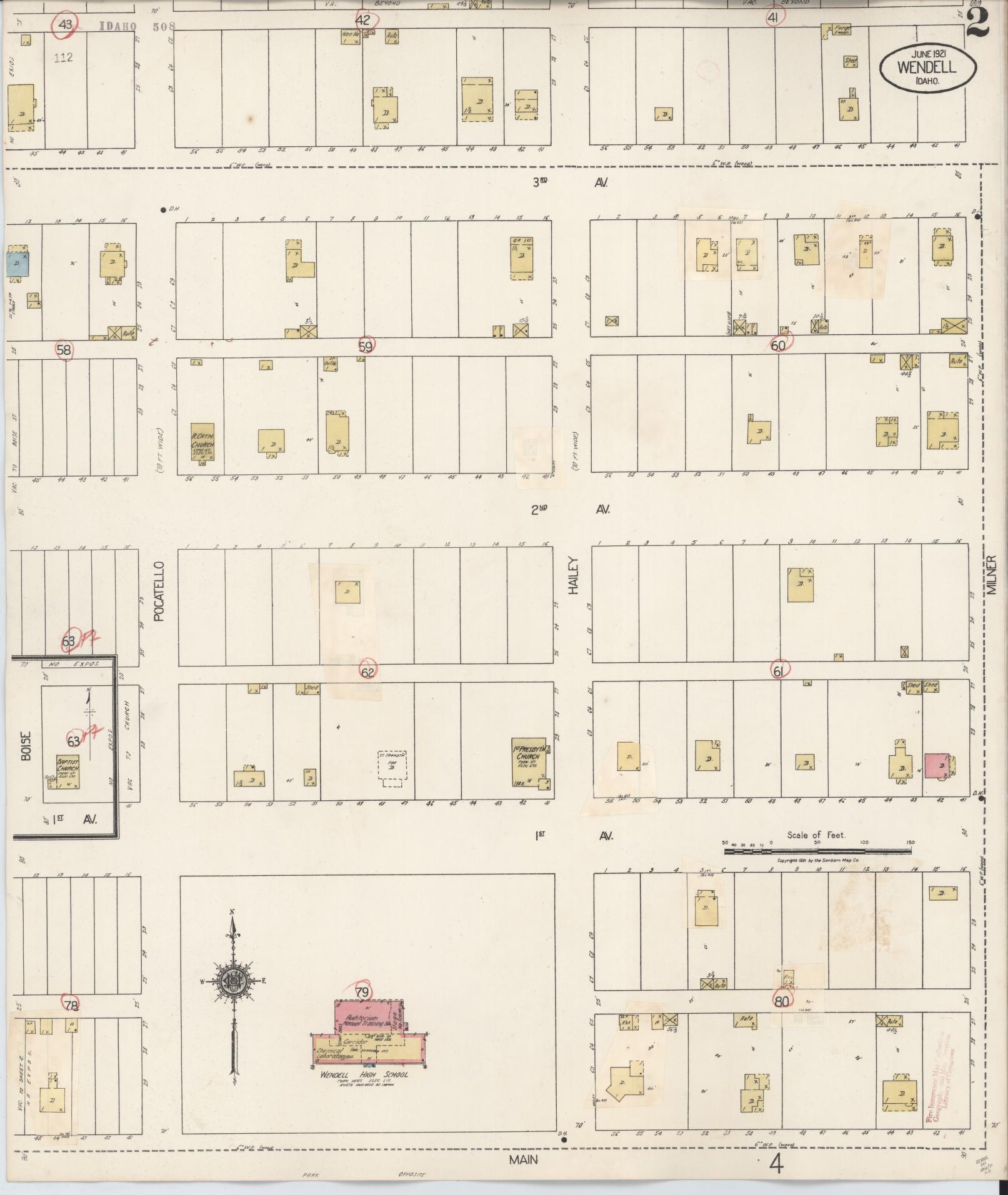 Sanborn Fire Insurance Map from Wendell, Gooding County, Idaho (1931), Sheet #0002 - Historic Sanborn Fire Insurance Map Print, vintage old map wall art, antique decor, genealogy gift, Idaho Idaho map