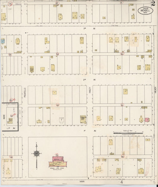 Sanborn Fire Insurance Map from Wendell, Gooding County, Idaho (1931), Sheet #0002 - Historic Sanborn Fire Insurance Map Print, vintage old map wall art, antique decor, genealogy gift, Idaho Idaho map