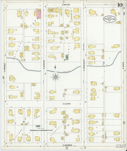 Sanborn Fire Insurance Map from Princeton, Gibson County, Indiana (1900), Sheet #0010 - Historic Sanborn Fire Insurance Map Print, vintage old map wall art, antique decor, genealogy gift, Indiana Indiana map