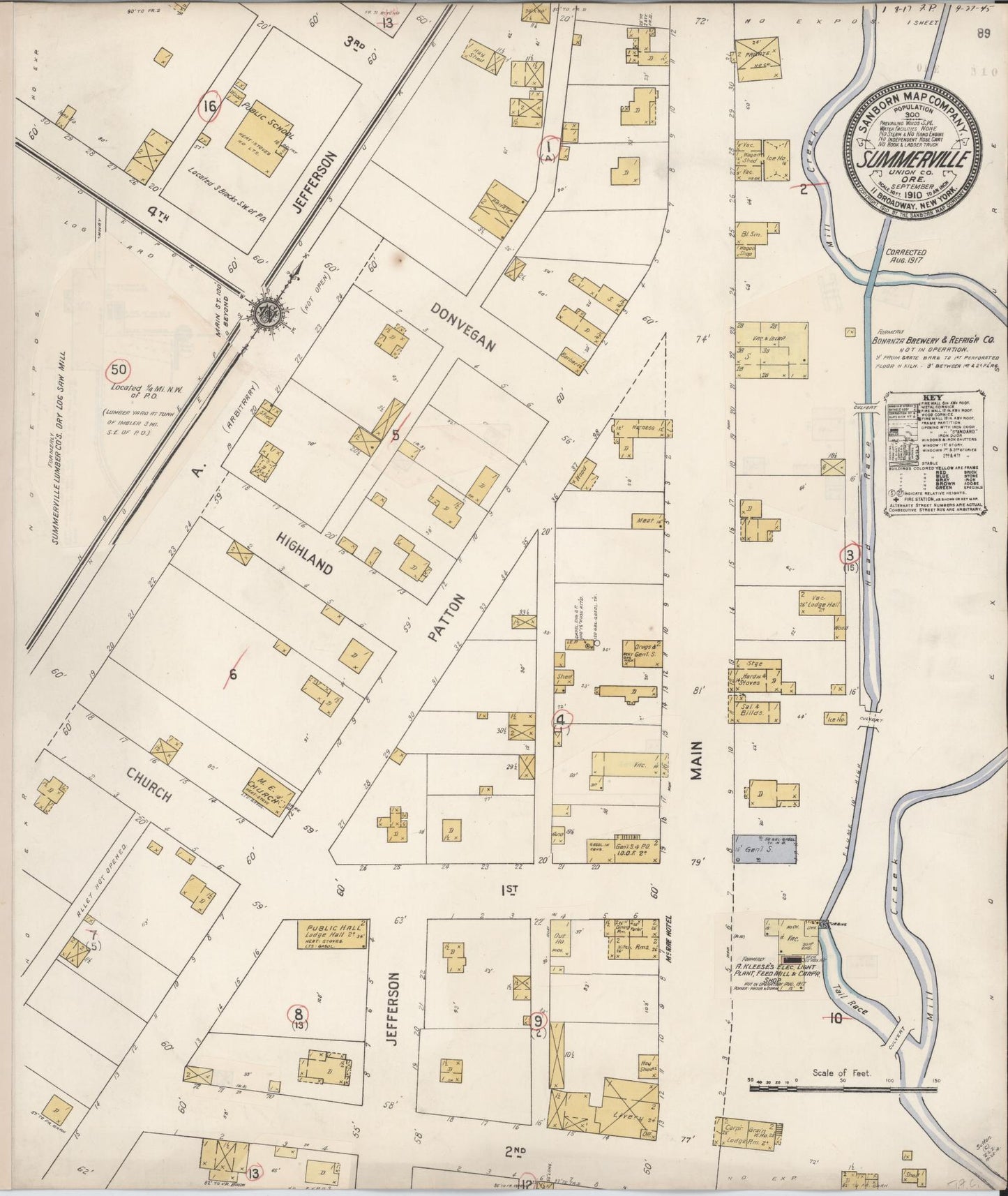 Sanborn Fire Insurance Map from Summerville, Union County, Oregon (1917), Sheet #0001 - Historic Sanborn Fire Insurance Map Print, vintage old map wall art, antique decor, genealogy gift, Oregon Oregon map
