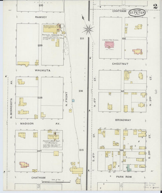 Sanborn Fire Insurance Map from Saint Peter, Nicollet County, Minnesota (1894), Sheet #0002 - Historic Sanborn Fire Insurance Map Print, vintage old map wall art, antique decor, genealogy gift, Minnesota Minnesota map