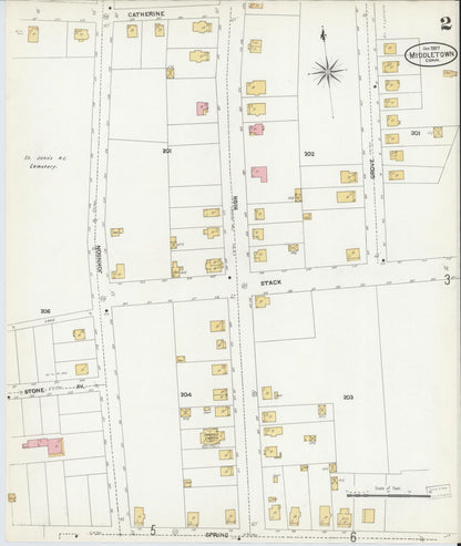 Sanborn Fire Insurance Map from Middletown, Middlesex County, Connecticut (1907), Sheet #0002 - Complete Map Set gallery image, historic Sanborn map, vintage wall art, Connecticut Connecticut