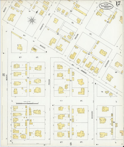 Sanborn Fire Insurance Map from Texarkana, Bowie County, Texas (1900), Sheet #0017 - Complete Map Set gallery image, historic Sanborn map, vintage wall art, Texas Texas