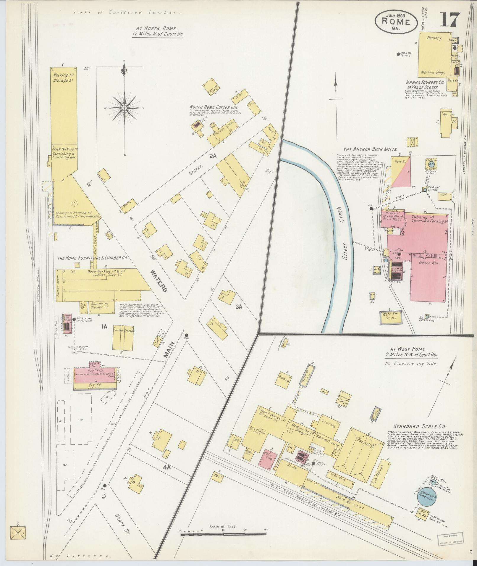 Sanborn Fire Insurance Map from Rome, Floyd County, Georgia (1903), Sheet #0017 - Complete Map Set gallery image, historic Sanborn map, vintage wall art, Georgia Georgia
