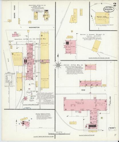 Sanborn Fire Insurance Map from Denison, Grayson County, Texas (1908), Sheet #0002 - Complete Map Set gallery image, historic Sanborn map, vintage wall art, Texas Texas