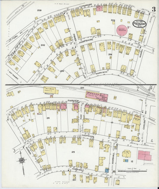 Sanborn Fire Insurance Map from Piedmont, Mineral County, West Virginia (1920), Sheet #0003 - Historic Sanborn Fire Insurance Map Print, vintage old map wall art, antique decor, genealogy gift, West Virginia West Virginia map