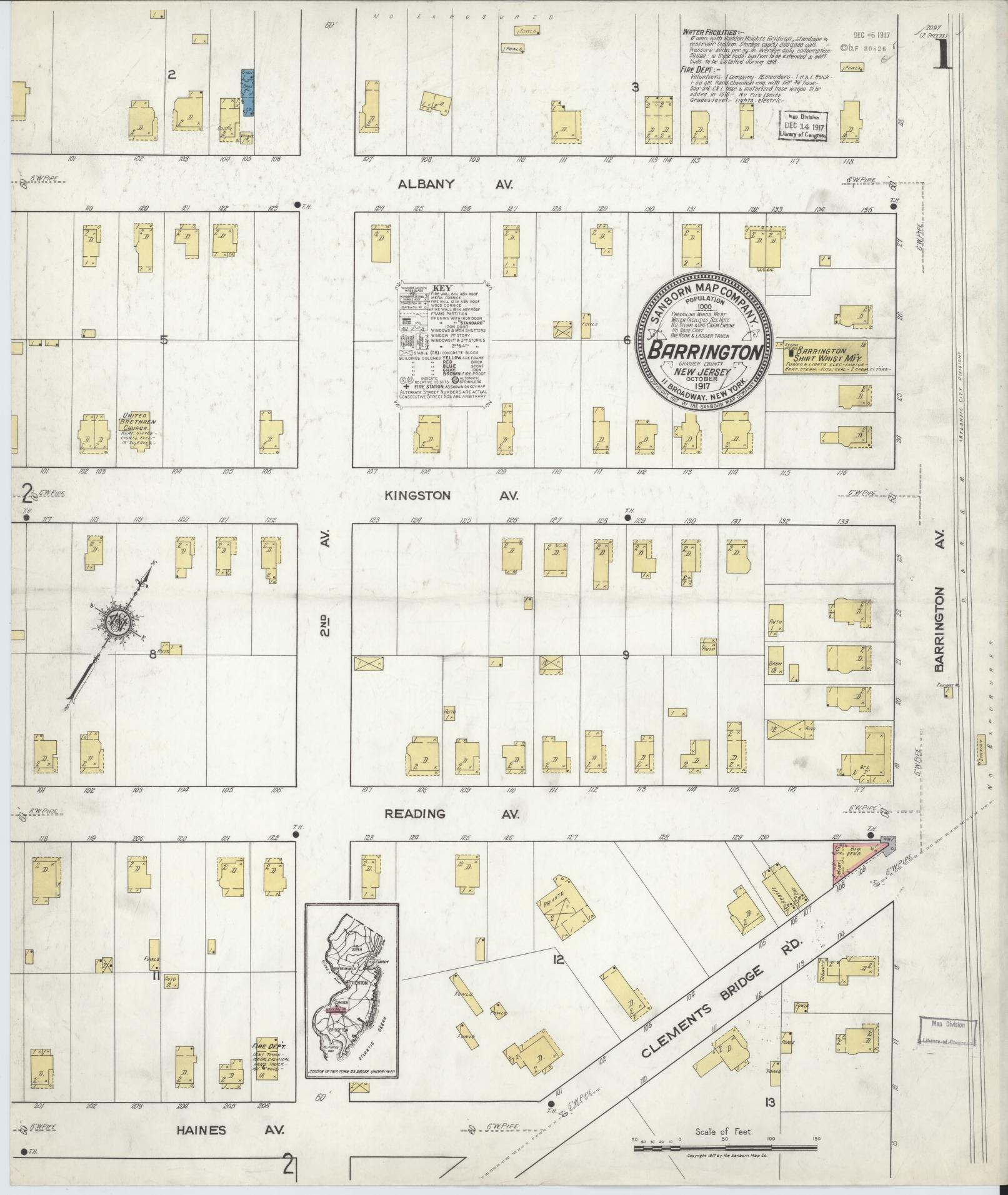 Sanborn Fire Insurance Map from Barrington, Camden County, New Jersey. (1917) – Historic Sanborn Fire Insurance Map Print