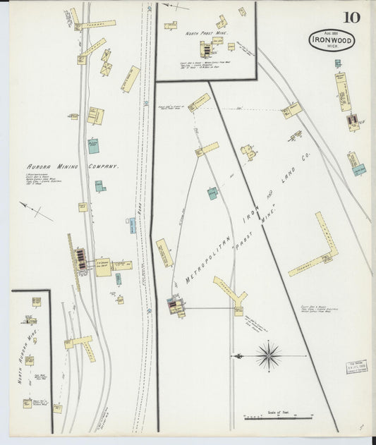 Sanborn Fire Insurance Map from Ironwood, Gogebic County, Michigan (1891), Sheet #0010 - Historic Sanborn Fire Insurance Map Print, vintage old map wall art, antique decor, genealogy gift, Michigan Michigan map