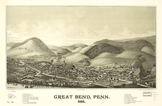Great Bend, Penn. 1887. (1887) – Historic Bird’s-Eye View Panorama Print