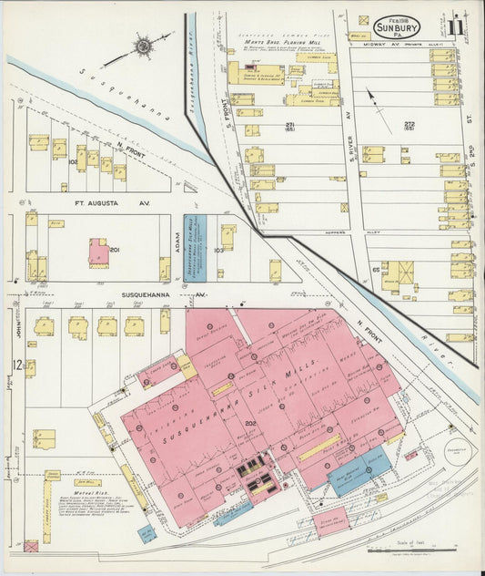 Sanborn Fire Insurance Map from Sunbury, Northumberland County, Pennsylvania (1918), Sheet #0011 - Historic Sanborn Fire Insurance Map Print, vintage old map wall art, antique decor, genealogy gift, Pennsylvania Pennsylvania map