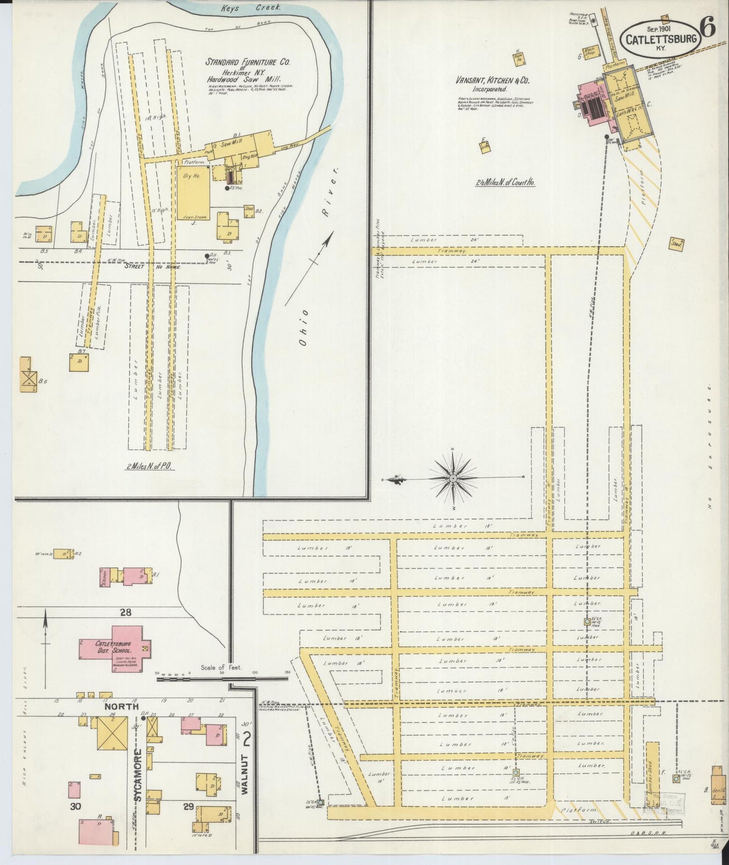 Sanborn Fire Insurance Map from Catlettsburg, Boyd County, Kentucky (1901), Sheet #0006 - Complete Map Set gallery image, historic Sanborn map, vintage wall art, Kentucky Kentucky
