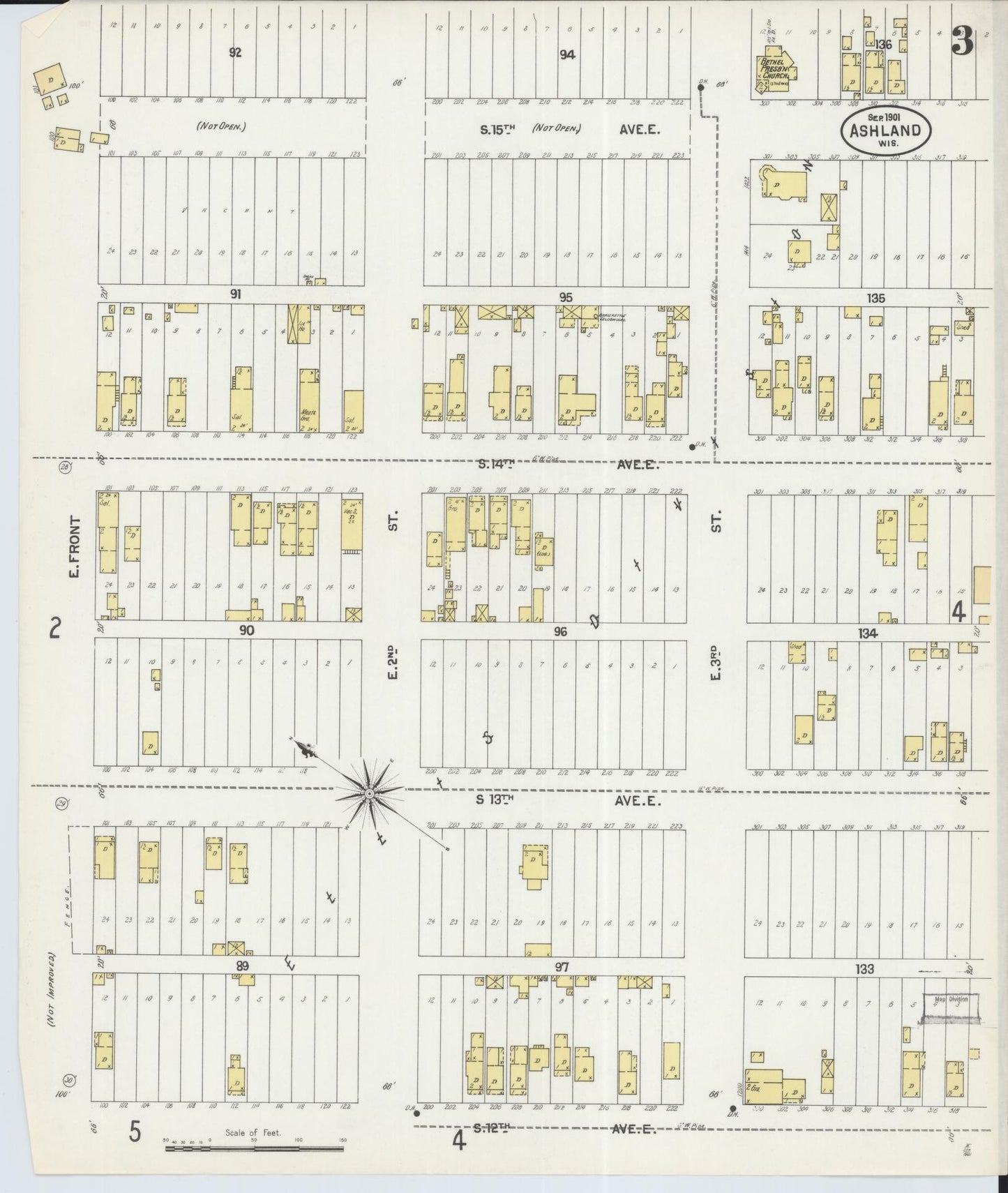 Sanborn Fire Insurance Map from Ashland, Ashland County, Wisconsin (1901), Sheet #0003 - Historic Sanborn Fire Insurance Map Print, vintage old map wall art, antique decor, genealogy gift, Wisconsin Wisconsin map