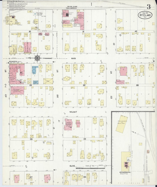 Sanborn Fire Insurance Map from Saint Elmo, Fayette County, Illinois (1912), Sheet #0003 - Historic Sanborn Fire Insurance Map Print, vintage old map wall art, antique decor, genealogy gift, Illinois Illinois map