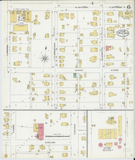 Sanborn Fire Insurance Map from Macomb, Mcdonough County, Illinois (1906), Sheet #0006 - Historic Sanborn Fire Insurance Map Print, vintage old map wall art, antique decor, genealogy gift, Illinois Illinois map