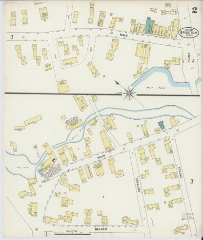 Sanborn Fire Insurance Map from Bridgton, Cumberland County, Maine (1897), Sheet #0002 - Complete Map Set gallery image, historic Sanborn map, vintage wall art, Maine Maine