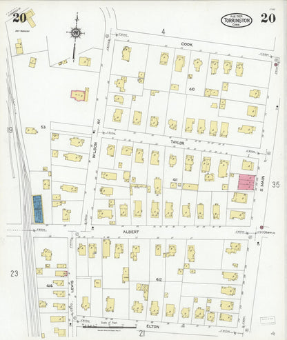 Sanborn Fire Insurance Map from Torrington, Litchfield County, Connecticut (1924), Sheet #0020 - Complete Map Set gallery image, historic Sanborn map, vintage wall art, Connecticut Connecticut