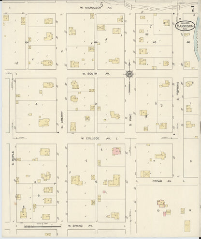 Sanborn Fire Insurance Map from Harrison, Boone County, Arkansas (1914), Sheet #0007 - Complete Map Set gallery image, historic Sanborn map, vintage wall art, Arkansas Arkansas