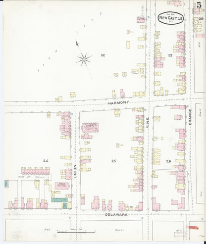 Sanborn Fire Insurance Map from New Castle, New Castle County, Delaware (1891), Sheet #0005 - Complete Map Set gallery image, historic Sanborn map, vintage wall art, Delaware Delaware