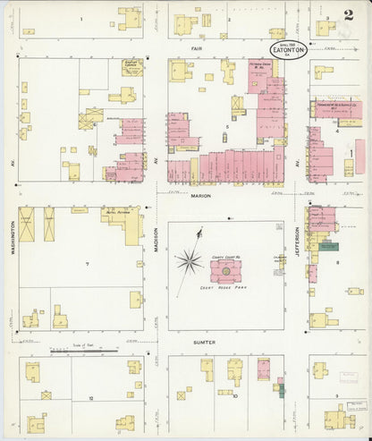 Sanborn Fire Insurance Map from Eatonton, Putnam County, Georgia (1909), Sheet #0002 - Complete Map Set gallery image, historic Sanborn map, vintage wall art, Georgia Georgia