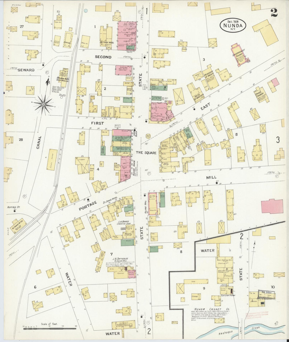Sanborn Fire Insurance Map from Nunda, Livingston County, New York (1908), Sheet #0002 - Complete Map Set gallery image, historic Sanborn map, vintage wall art, New York New York