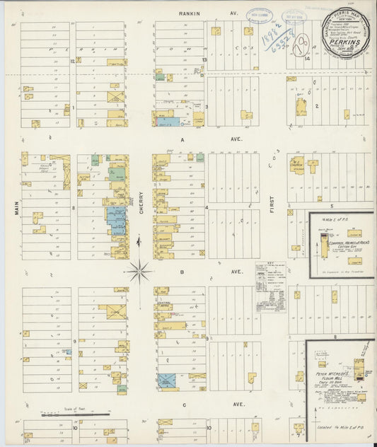 Sanborn Fire Insurance Map from Perkins, Payne County, Oklahoma (1898), Sheet #0001 - Historic Sanborn Fire Insurance Map Print, vintage old map wall art, antique decor, genealogy gift, Oklahoma Oklahoma map