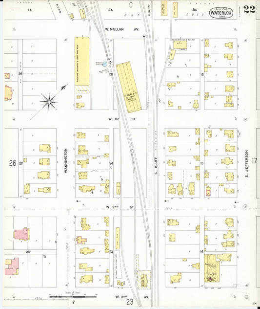 Sanborn Fire Insurance Map from Waterloo, Black Hawk County, Iowa (1900), Sheet #0022 - Historic Sanborn Fire Insurance Map Print, vintage old map wall art