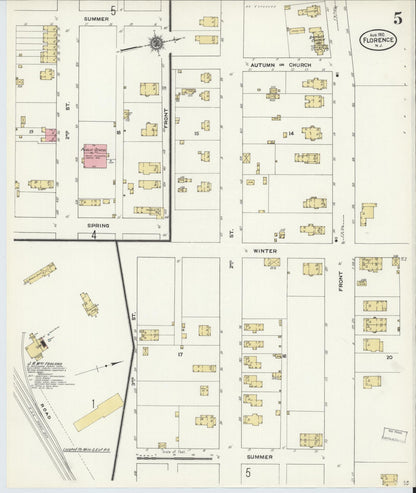 Sanborn Fire Insurance Map from Florence, Burlington County, New Jersey (1910), Sheet #0005 - Historic Sanborn Fire Insurance Map Print, vintage old map wall art, antique decor, genealogy gift, New Jersey New Jersey map