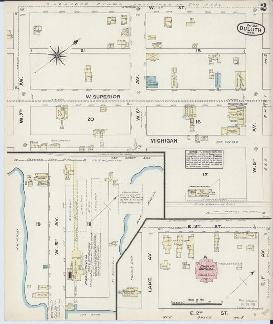 Sanborn Fire Insurance Map from Duluth, Saint Louis County, Minnesota (1884), Sheet #0002 - Historic Sanborn Fire Insurance Map Print, vintage old map wall art, antique decor, genealogy gift, Minnesota Minnesota map