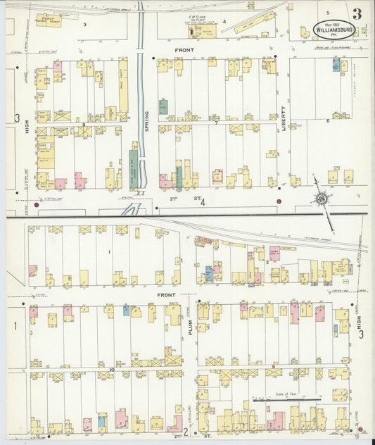 Sanborn Fire Insurance Map from Williamsburg, Blair County, Pennsylvania (1910), Sheet #0003 - Historic Sanborn Fire Insurance Map Print, vintage old map wall art, antique decor, genealogy gift, Pennsylvania Pennsylvania map