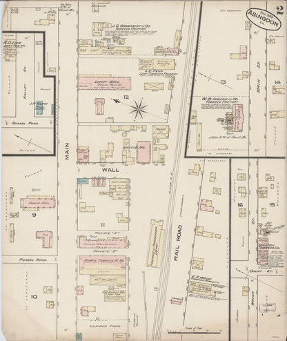 Sanborn Fire Insurance Map from Abingdon, Washington County, Virginia (Unknown), Sheet #0002 - Historic Sanborn Fire Insurance Map Print, vintage old map wall art, antique decor, genealogy gift, Virginia Virginia map