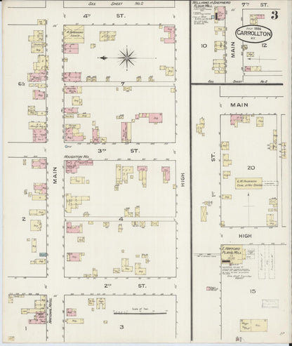 Sanborn Fire Insurance Map from Carrollton, Carroll County, Kentucky (1886), Sheet #0003 - Complete Map Set gallery image, historic Sanborn map, vintage wall art, Kentucky Kentucky