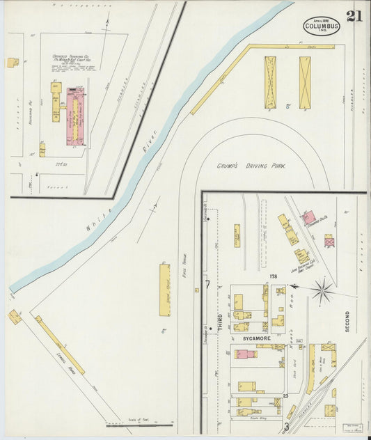 Sanborn Fire Insurance Map from Columbus, Bartholomew County, Indiana (1898), Sheet #0021 - Historic Sanborn Fire Insurance Map Print, vintage old map wall art, antique decor, genealogy gift, Indiana Indiana map