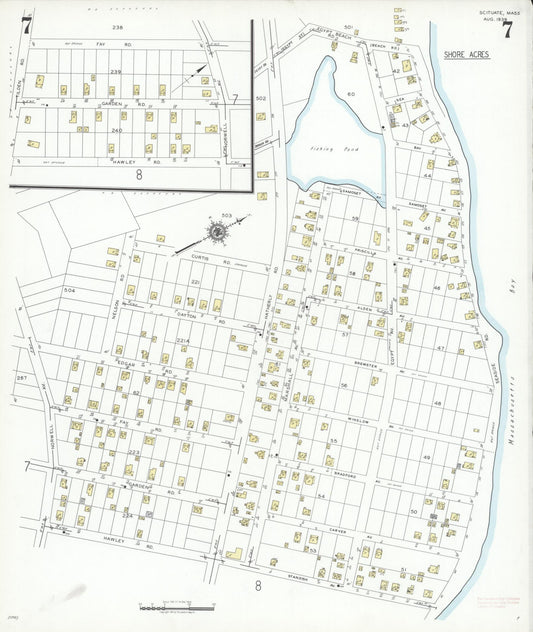Sanborn Fire Insurance Map from Scituate, Plymouth County, Massachusetts (1939), Sheet #0007 - Historic Sanborn Fire Insurance Map Print, vintage old map wall art, antique decor, genealogy gift, Massachusetts Massachusetts map