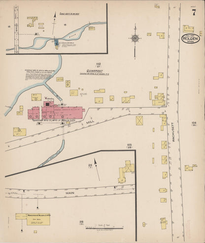 Sanborn Fire Insurance Map from Holden, Worcester County, Massachusetts (1921), Sheet #0007 - Complete Map Set gallery image, historic Sanborn map, vintage wall art, Massachusetts Massachusetts