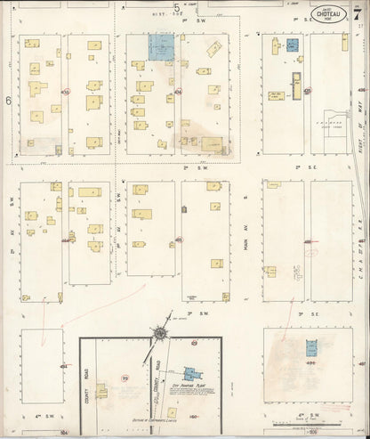 Sanborn Fire Insurance Map from Choteau, Teton County, Montana (1943), Sheet #0007 - Complete Map Set gallery image, historic Sanborn map, vintage wall art, Montana Montana
