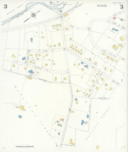 Sanborn Fire Insurance Map from Bryn Athyn, Montgomery County, Pennsylvania (1933), Sheet #0003 - Complete Map Set gallery image, historic Sanborn map, vintage wall art, Pennsylvania Pennsylvania