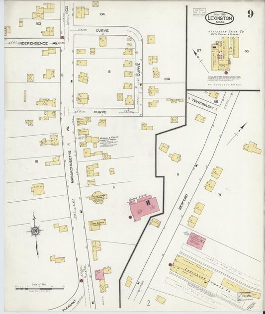 Sanborn Fire Insurance Map from Lexington, Middlesex County, Massachusetts (1918), Sheet #0009 - Historic Sanborn Fire Insurance Map Print, vintage old map wall art, antique decor, genealogy gift, Massachusetts Massachusetts map