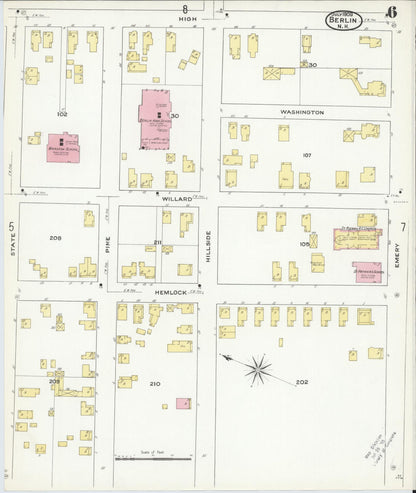 Sanborn Fire Insurance Map from Berlin, Coos County, New Hampshire (1909), Sheet #0006 - Complete Map Set gallery image, historic Sanborn map, vintage wall art, New Hampshire New Hampshire