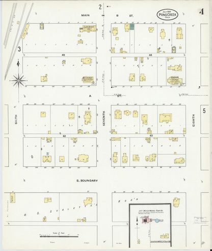 Sanborn Fire Insurance Map from Pond Creek, Grant County, Oklahoma (1909), Sheet #0004 - Complete Map Set gallery image, historic Sanborn map, vintage wall art, Oklahoma Oklahoma