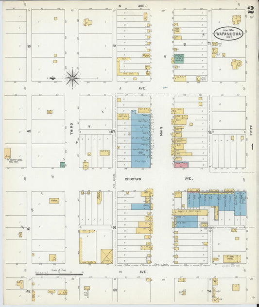 Sanborn Fire Insurance Map from Wapanucka, Johnston County, Oklahoma (1904), Sheet #0002 - Historic Sanborn Fire Insurance Map Print, vintage old map wall art, antique decor, genealogy gift, Oklahoma Oklahoma map