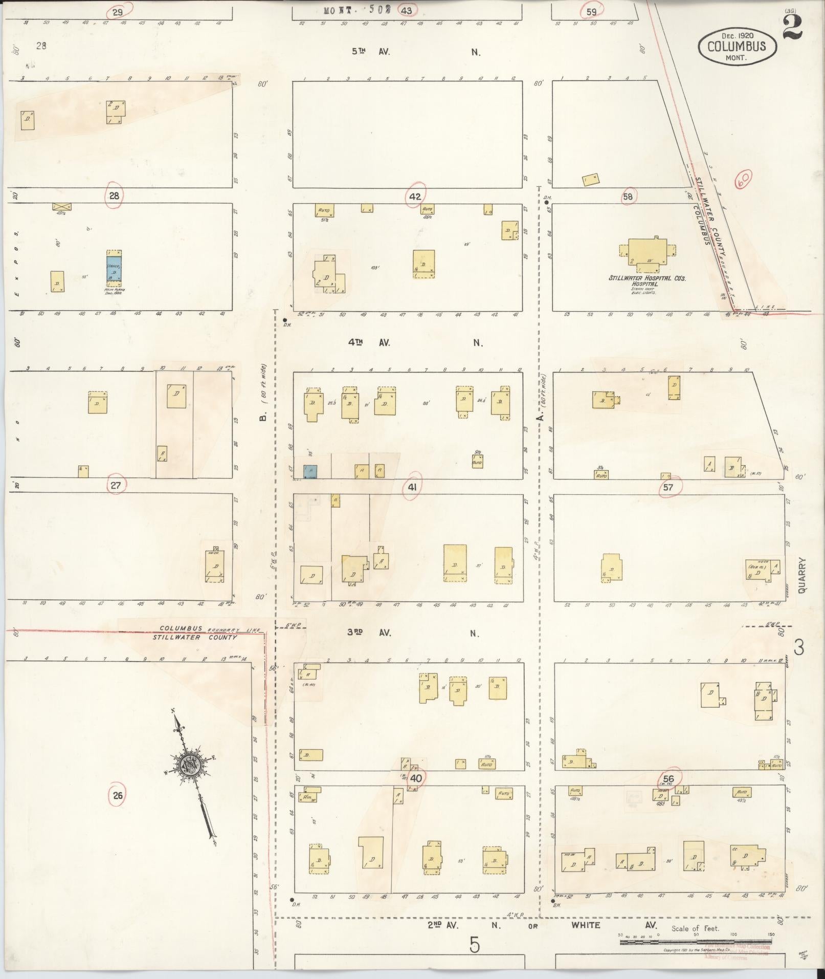 Sanborn Fire Insurance Map from Columbus, Stillwater County, Montana (1942), Sheet #0002 - Complete Map Set gallery image, historic Sanborn map, vintage wall art, Montana Montana