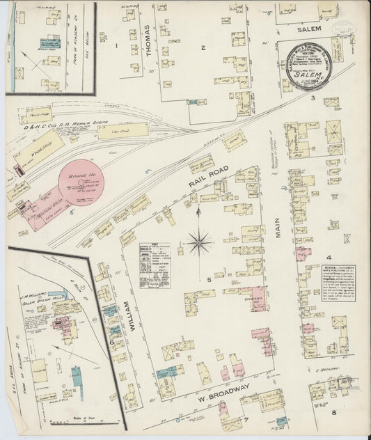 Sanborn Fire Insurance Map from Salem, Washington County, New York (1884), Sheet #0001 - Historic Sanborn Fire Insurance Map Print, vintage old map wall art, antique decor, genealogy gift, New York New York map